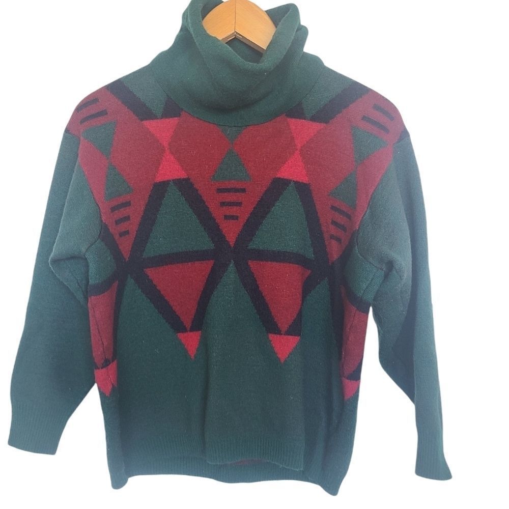 Vintage 3/4 Sleeve Turtleneck Cowl Sweater Size Small